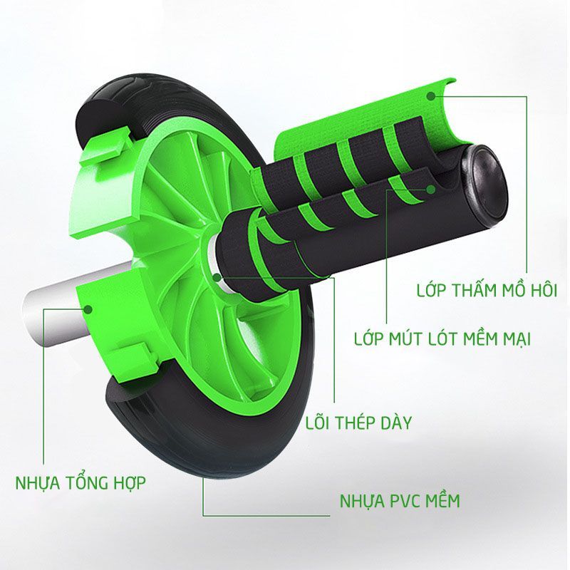 Tập Bụng Dễ Dàng Tại Nhà – Con Lăn AB Wheel 3 Bánh Tặng Thảm Lót