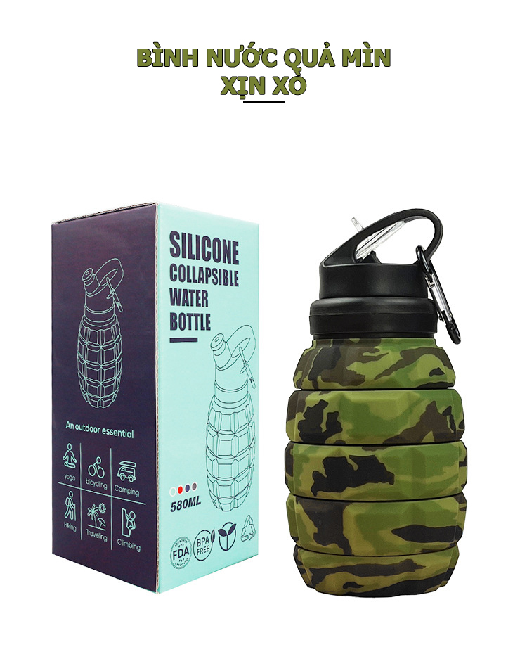 Bình nước Silicon hình quả mìn dung tích 600ml-250k (9)