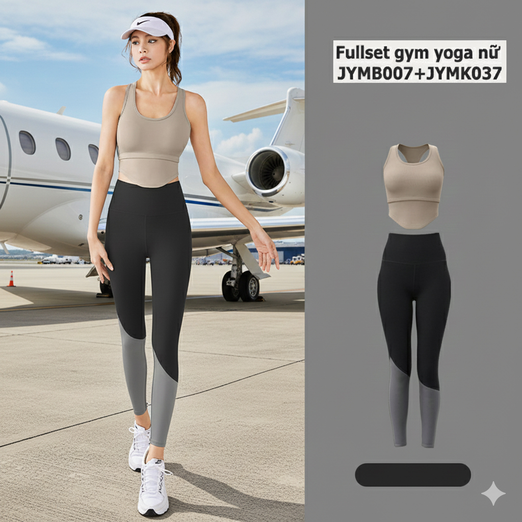 Fullset gym yoga quần dài và áo bra nữ JYMB007+JYMK037 (1)